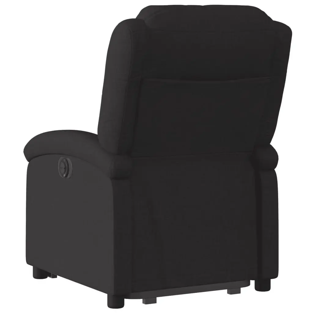 Electric Stand Up Recliner Chair Black Fabric Lift Armchair for Elderly