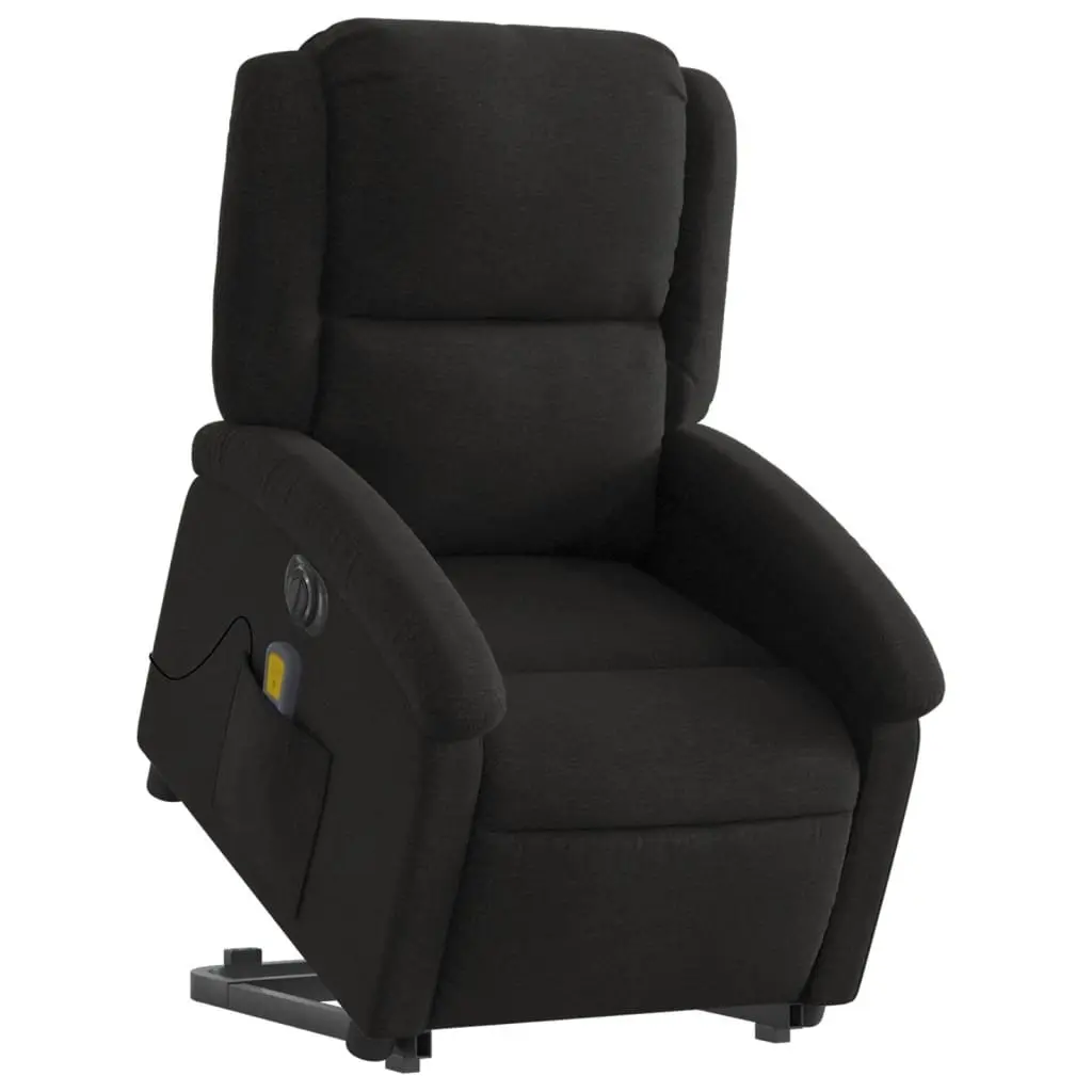 Electric Massage Recliner Chair for Elderly Black Fabric Power Lift and Recline