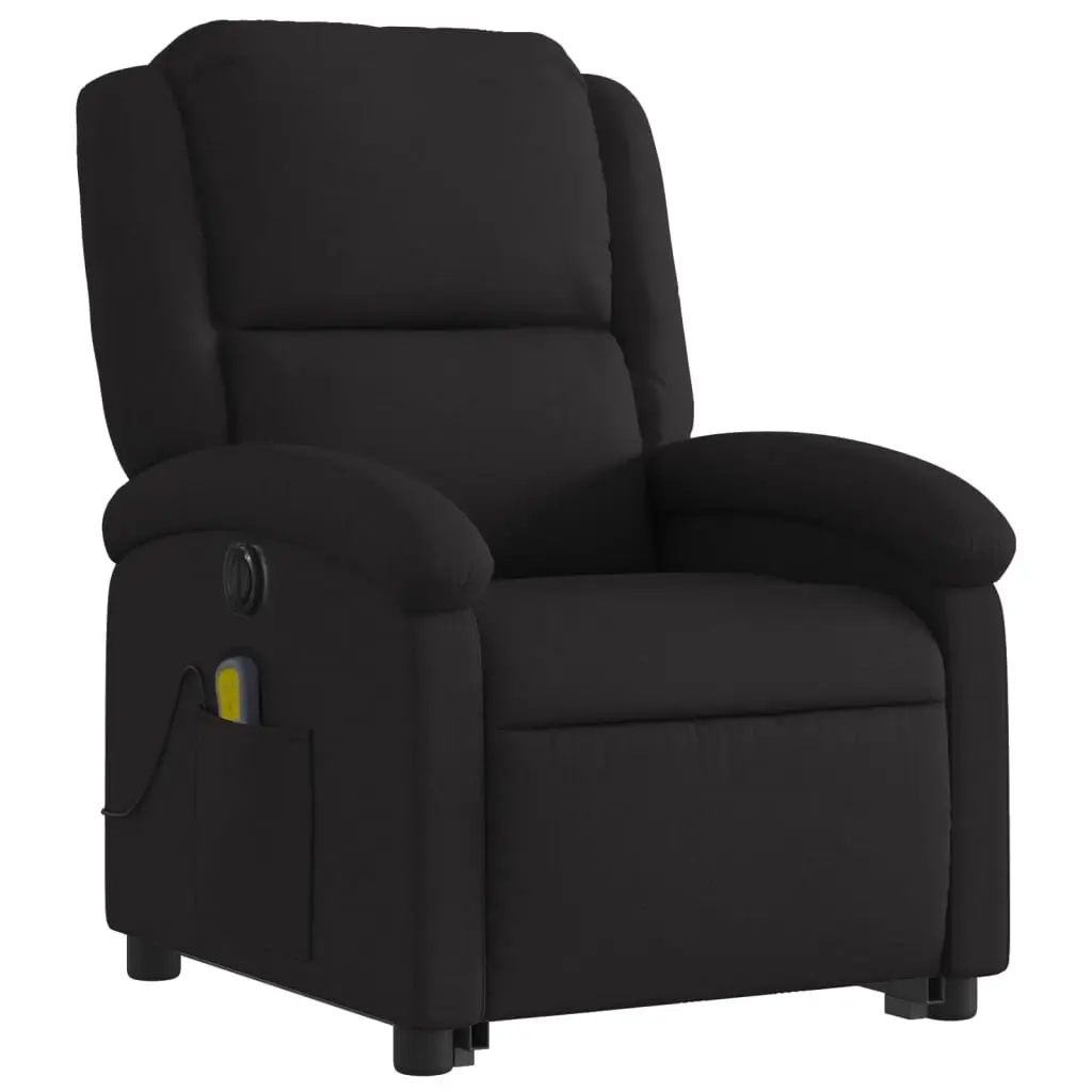 Electric Massage Recliner Chair for Elderly Black Fabric Power Lift and Recline