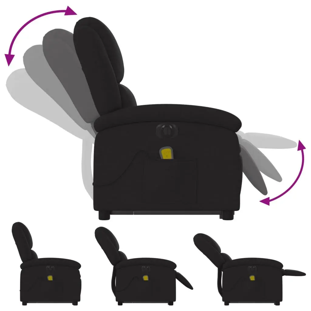 Electric Massage Recliner Chair for Elderly Black Fabric Power Lift and Recline