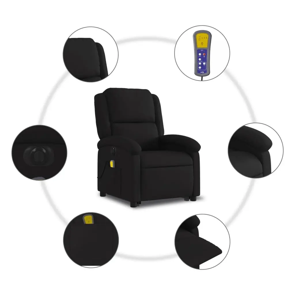 Electric Massage Recliner Chair for Elderly Black Fabric Power Lift and Recline