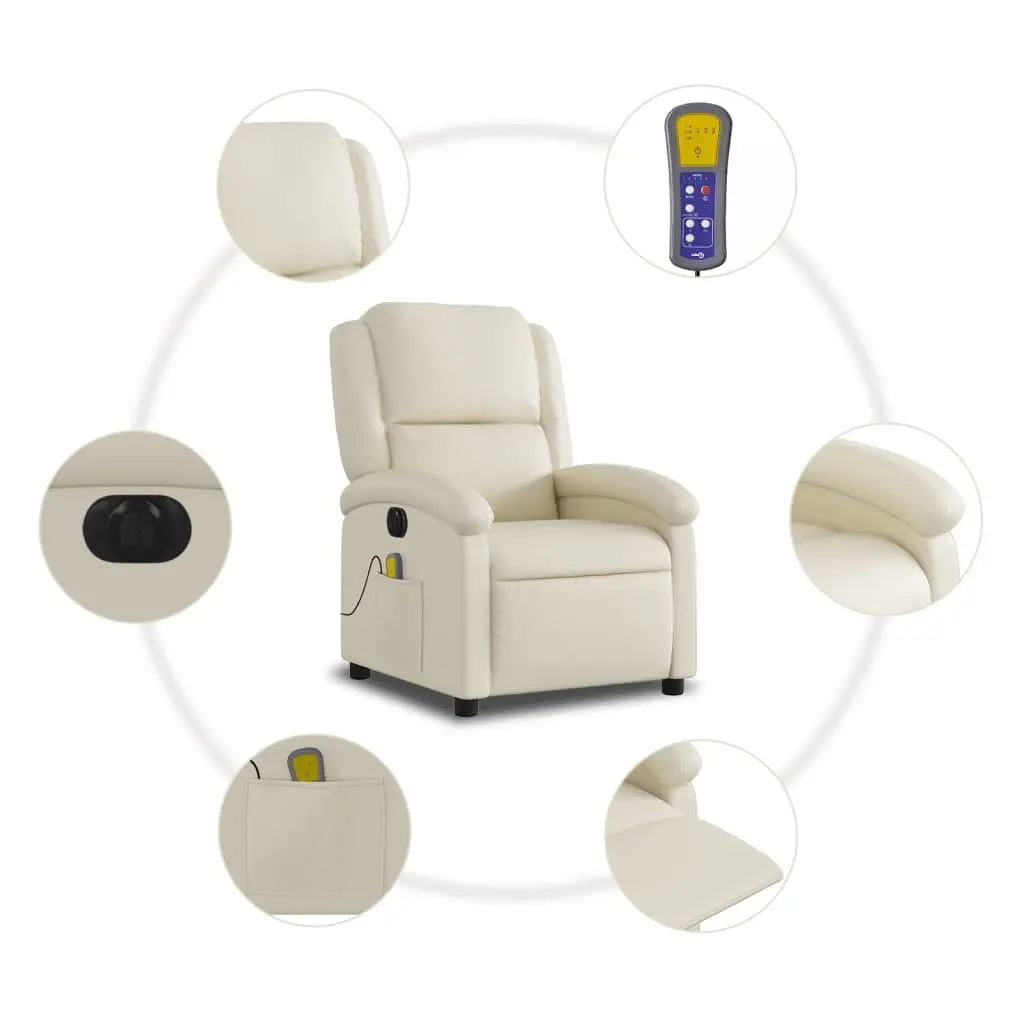 Cream Electric Massage Recliner Chair