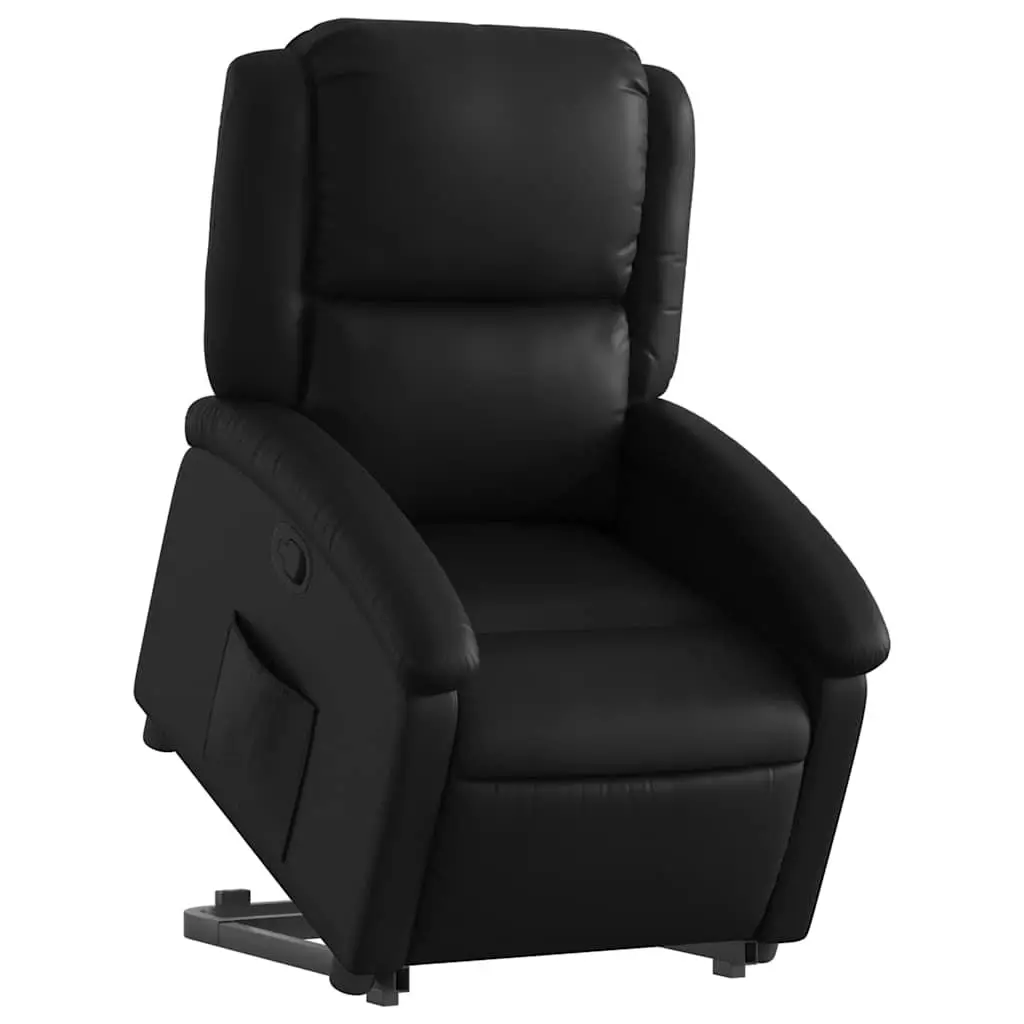 Stand Up Recliner Chair Black Faux Leather Electric Power Lift Armchair Elderly