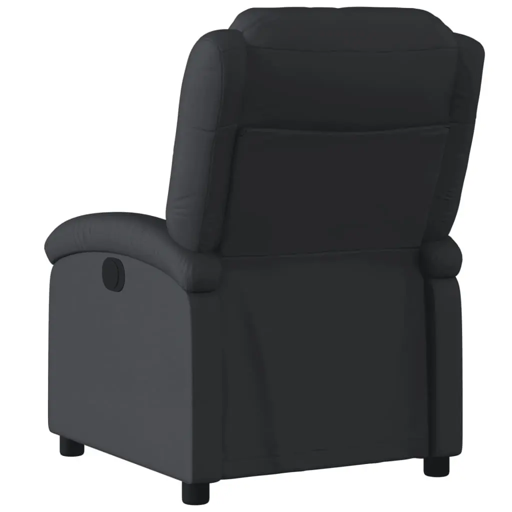 Recliner Chair Lounge Seat Black Real Leather Manual Reclining Armchair