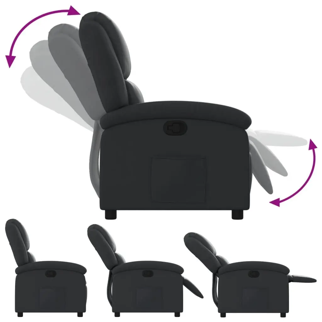Recliner Chair Lounge Seat Black Real Leather Manual Reclining Armchair