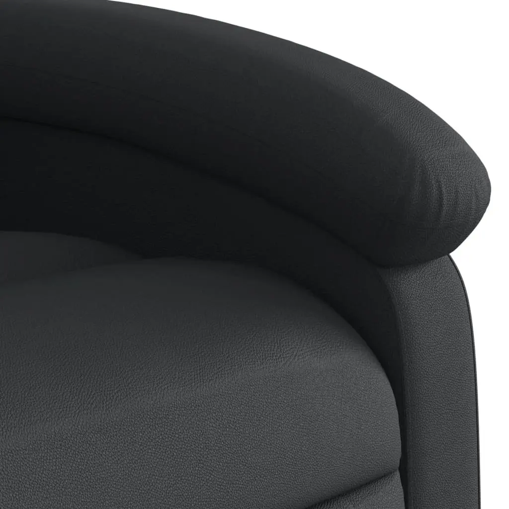 Recliner Chair Lounge Seat Black Real Leather Manual Reclining Armchair