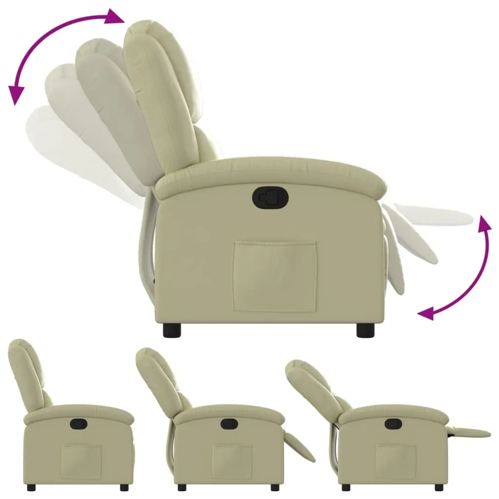 Recliner Chair Cream Leather Manual Recline Armchair Home Lounge