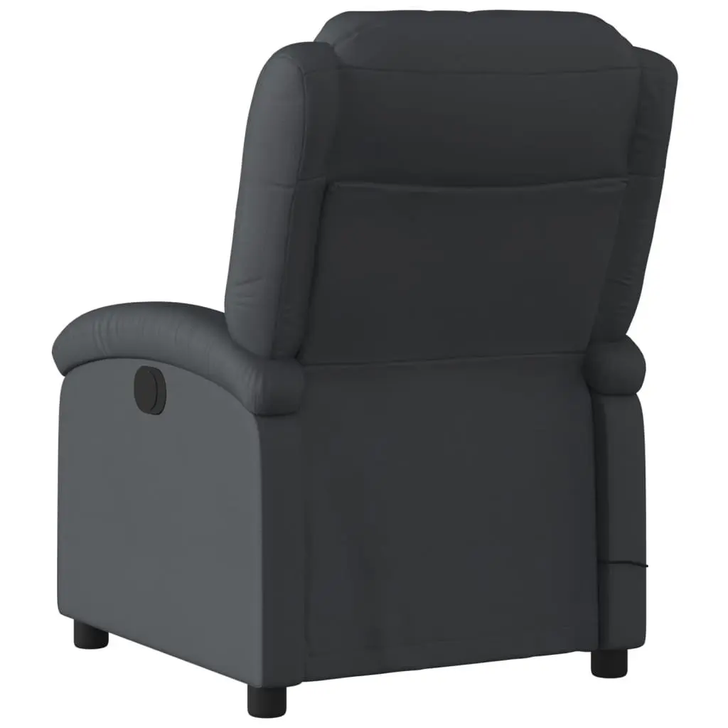 Massage Recliner Chair for Living Room Black Real Leather Manual Reclining Vibration
