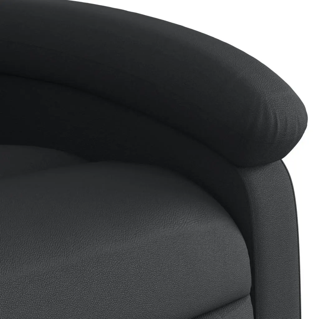 Massage Recliner Chair for Living Room Black Real Leather Manual Reclining Vibration