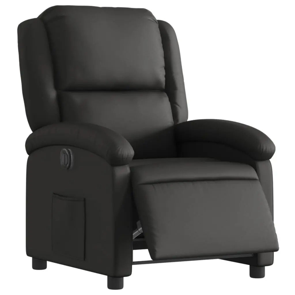 Electric Recliner Chair for Living Room Black Leather Adjustable Footrest Backrest