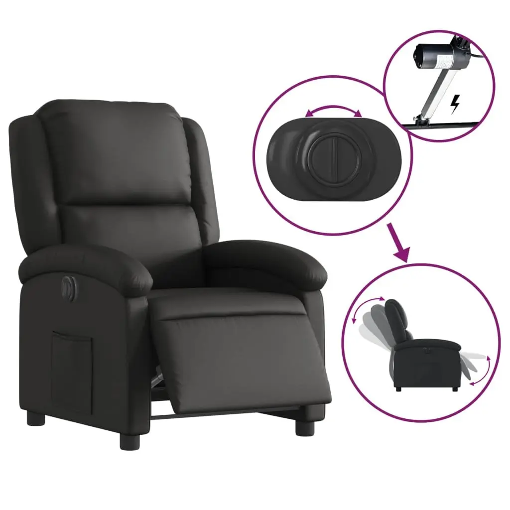 Electric Recliner Chair for Living Room Black Leather Adjustable Footrest Backrest