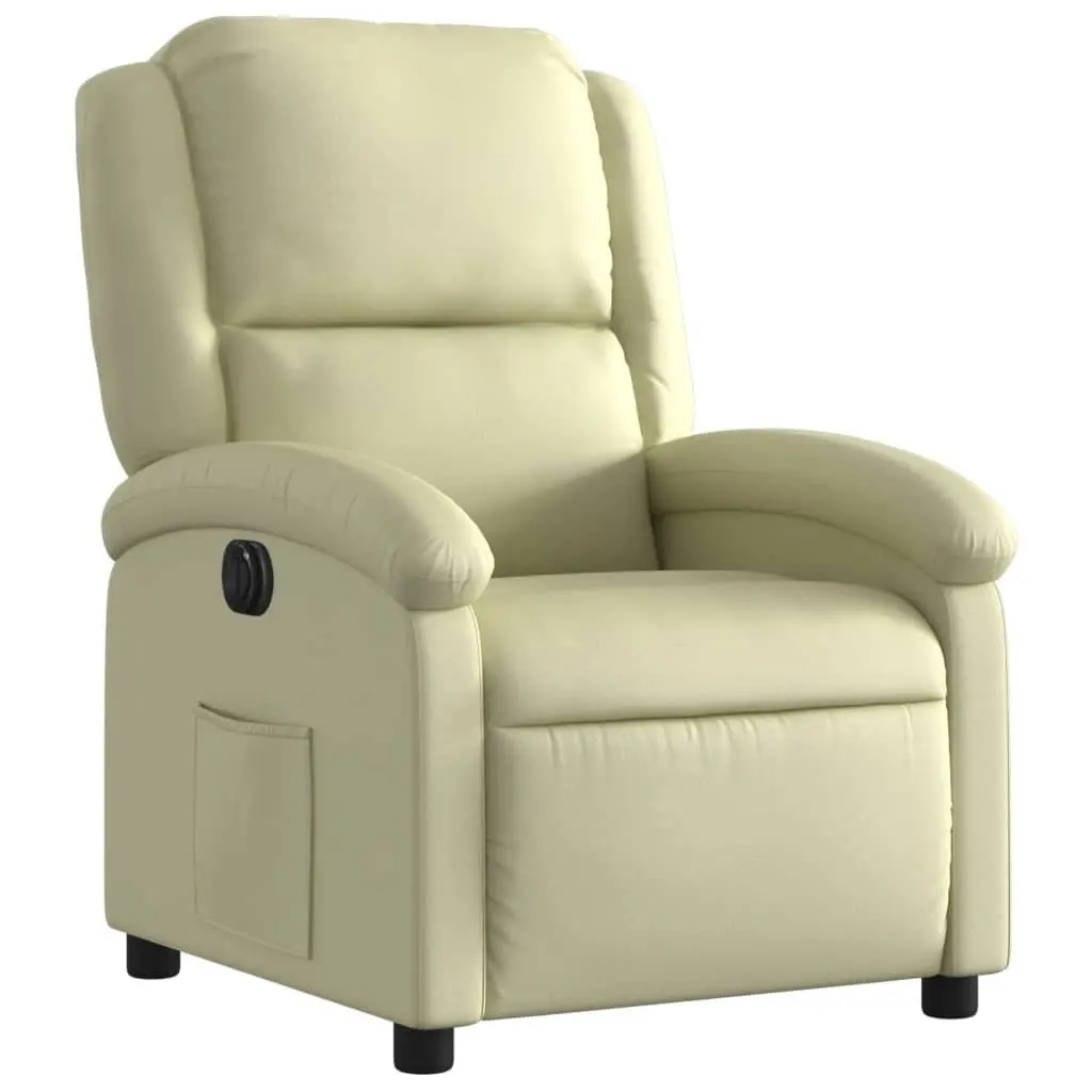Cream Leather Electric Recliner Chair