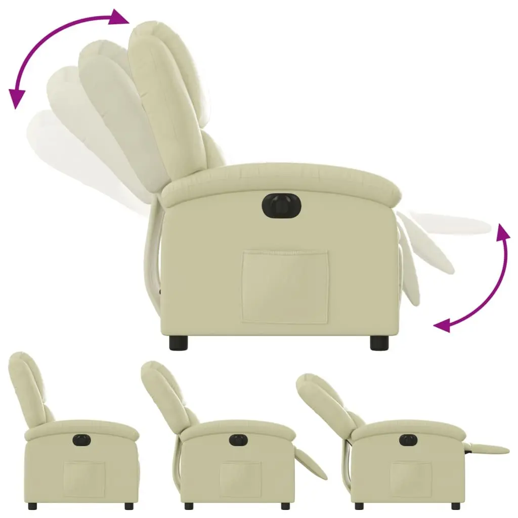 Cream Leather Electric Recliner Chair
