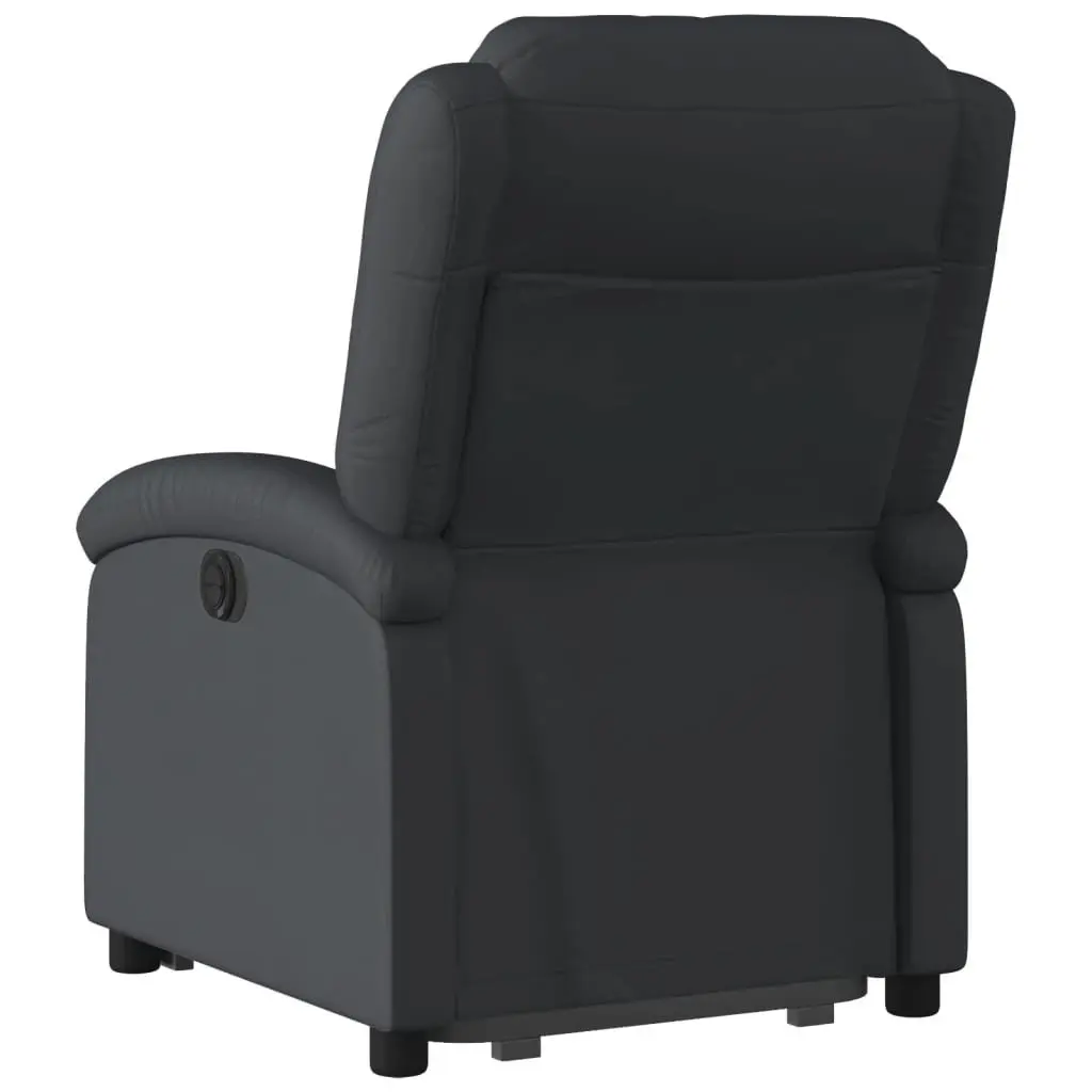 Stand Up Recliner Chair for Living Room Black Real Leather Electric Armchair