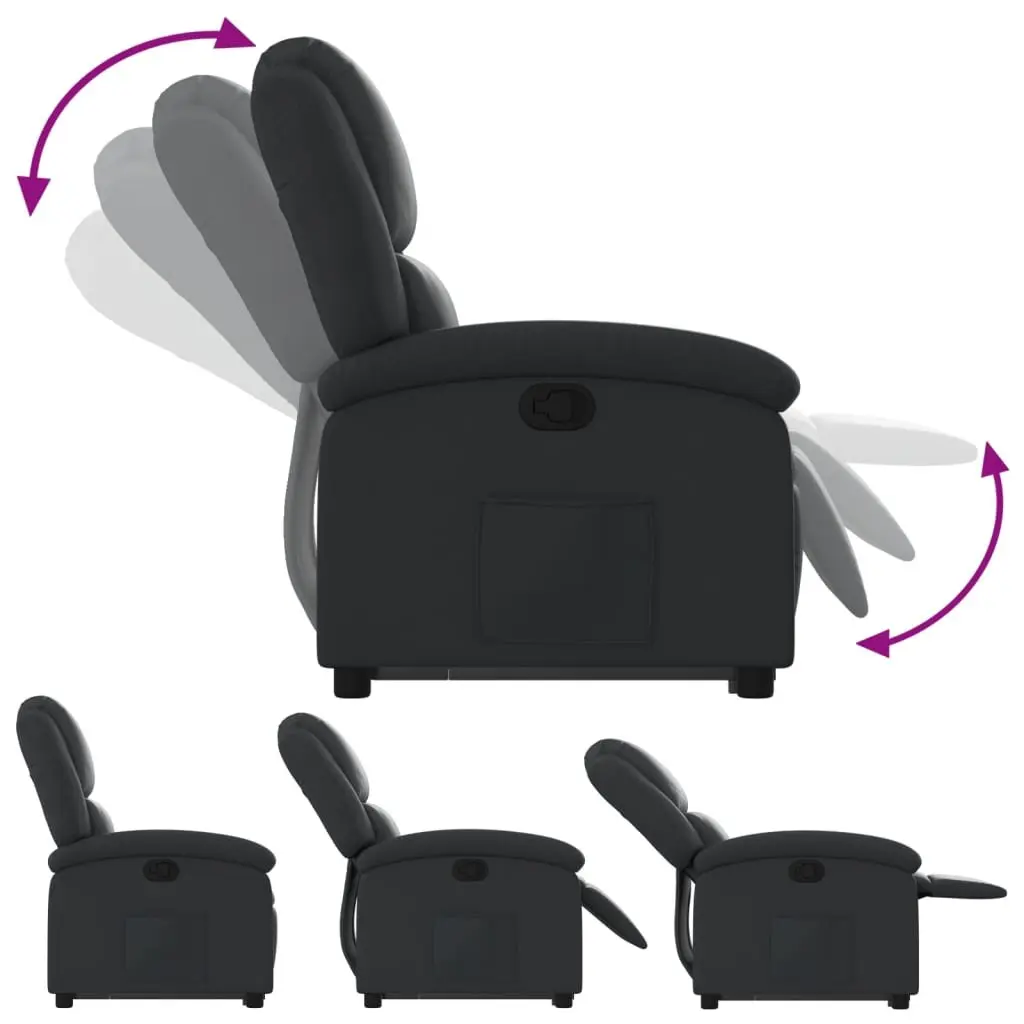Stand Up Recliner Chair for Living Room Black Real Leather Electric Armchair