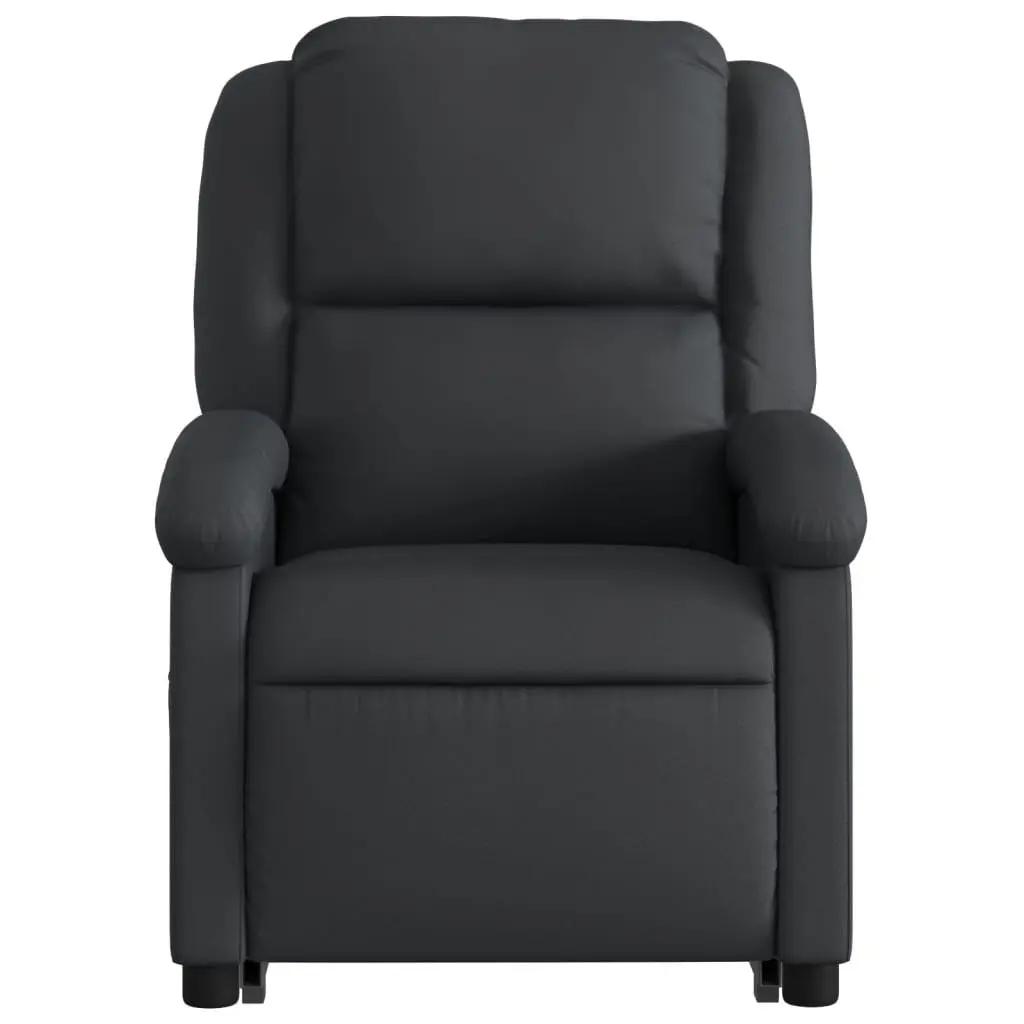 Stand Up Recliner Chair for Living Room Black Real Leather Electric Armchair