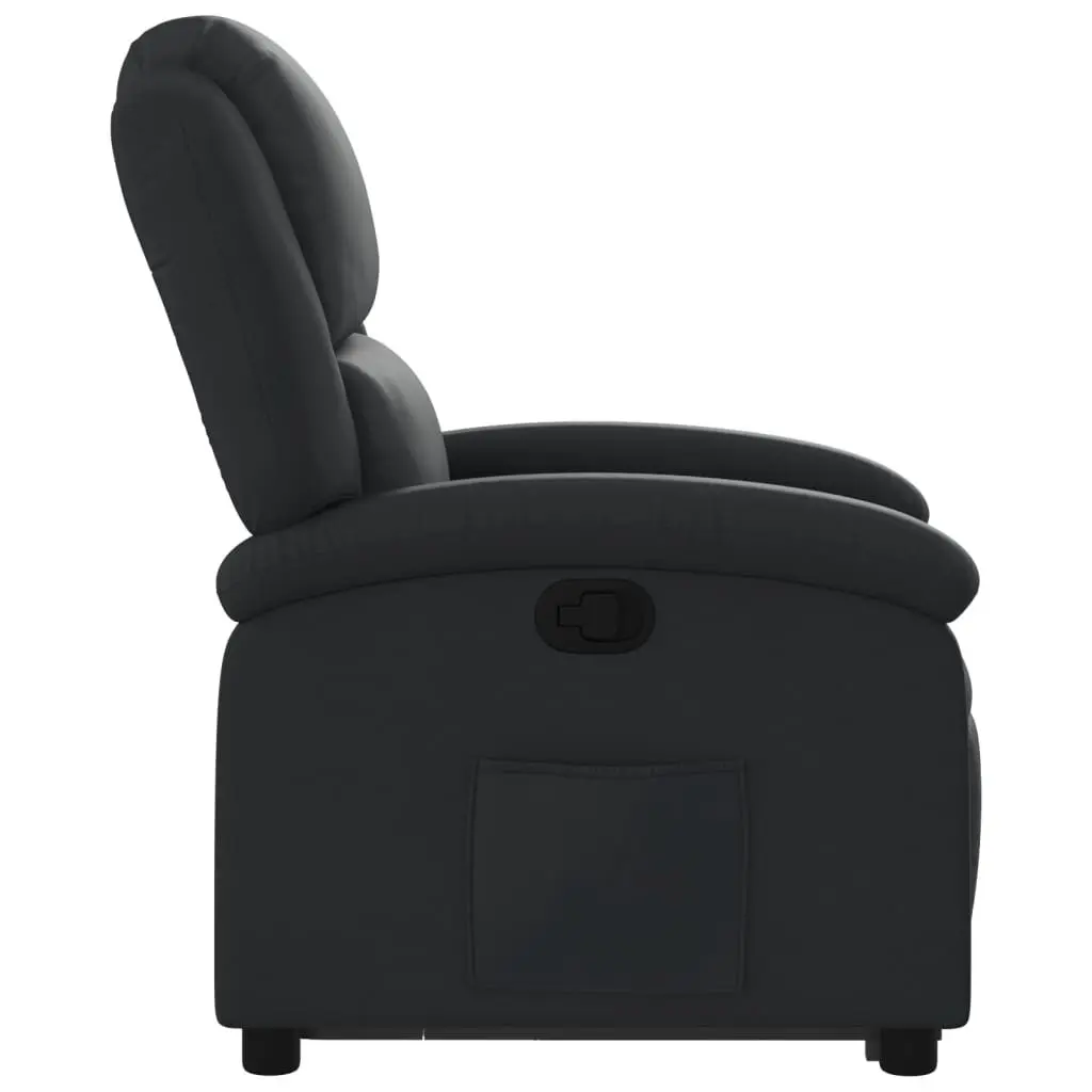 Stand Up Recliner Chair for Living Room Black Real Leather Electric Armchair