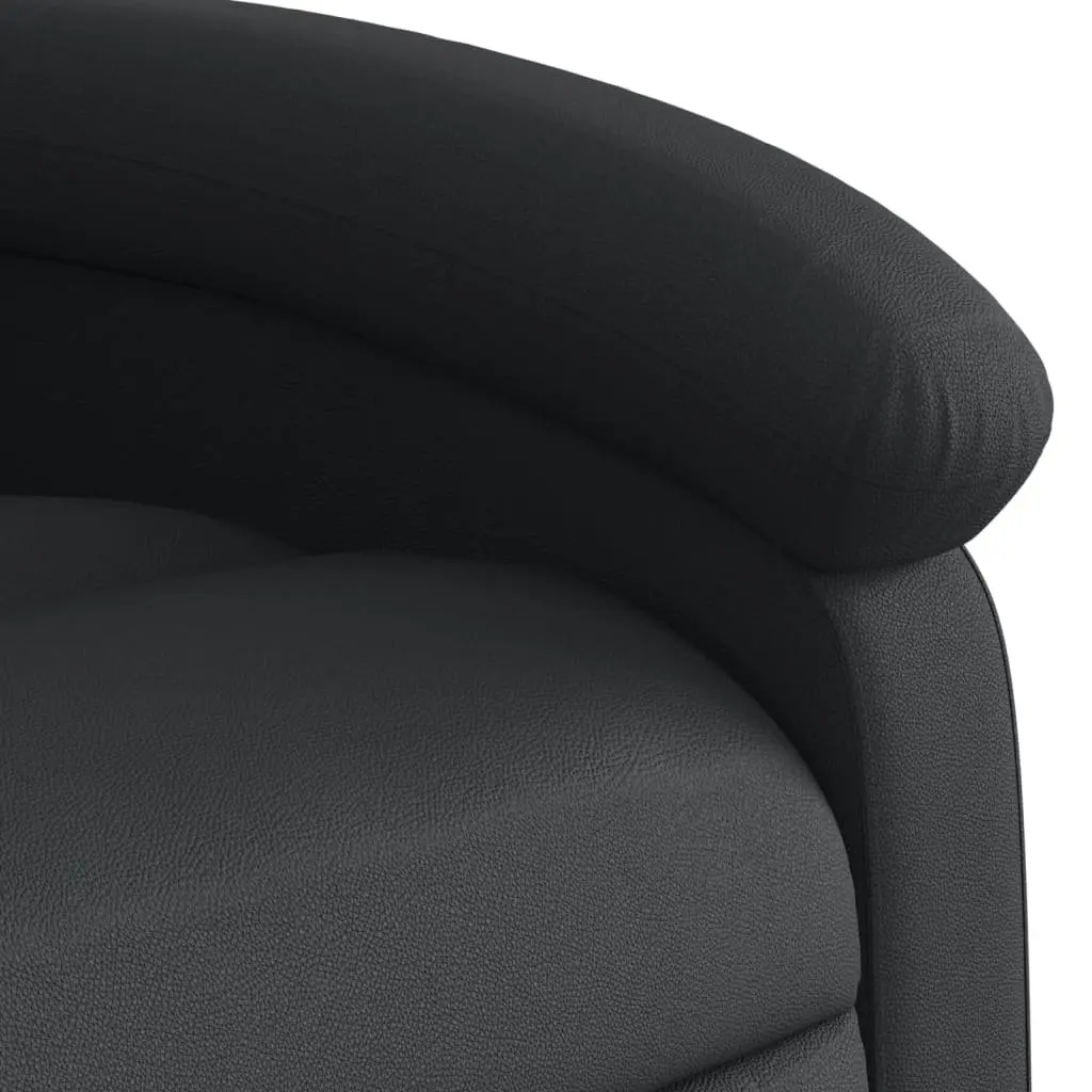 Stand Up Recliner Chair for Living Room Black Real Leather Electric Armchair