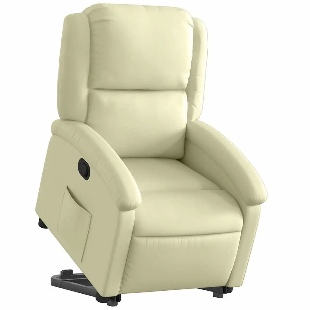 Stand Up Recliner Chair for Elderly Cream Leather Power Lift Electric 135 Degrees