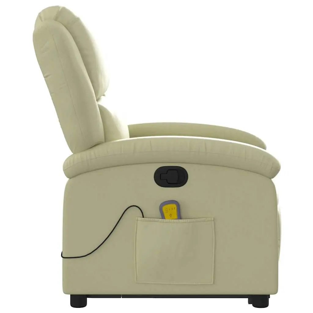 Stand Up Massage Recliner Chair Cream Leather Lift Armchair Vibration Comfort