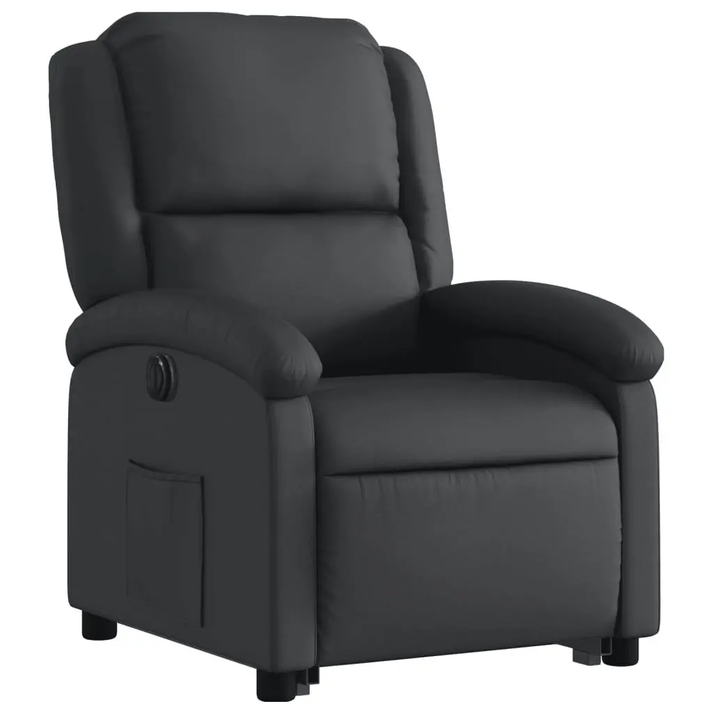 Electric Stand Up Recliner Chair Black Leather Lift Armchair Elderly Comfort