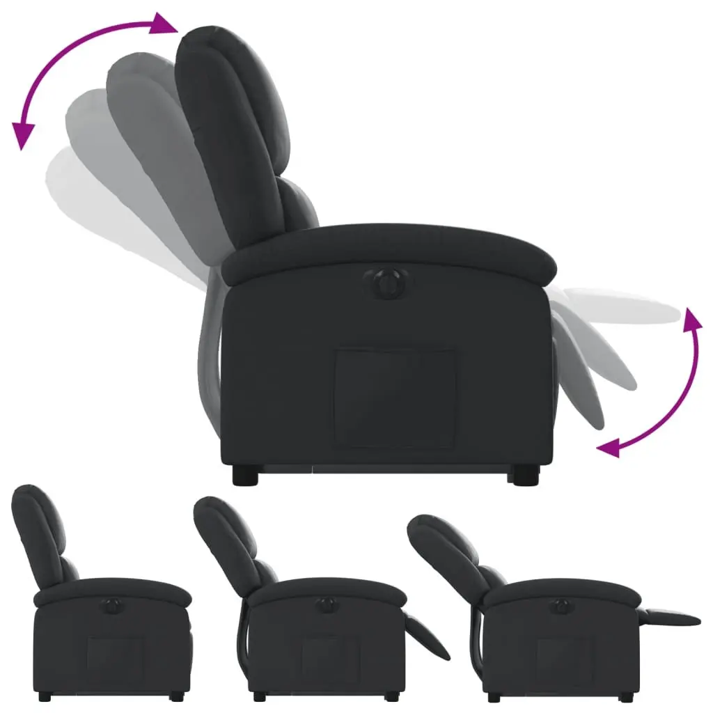 Electric Stand Up Recliner Chair Black Leather Lift Armchair Elderly Comfort