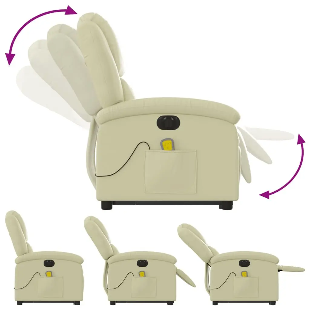 Electric Massage Recliner Chair for Elderly Cream Leather