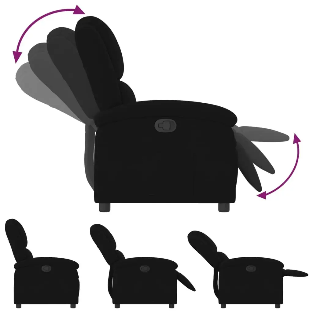Recliner Chair Living Room Black Velvet Manual Adjustable Armchair with Footrest