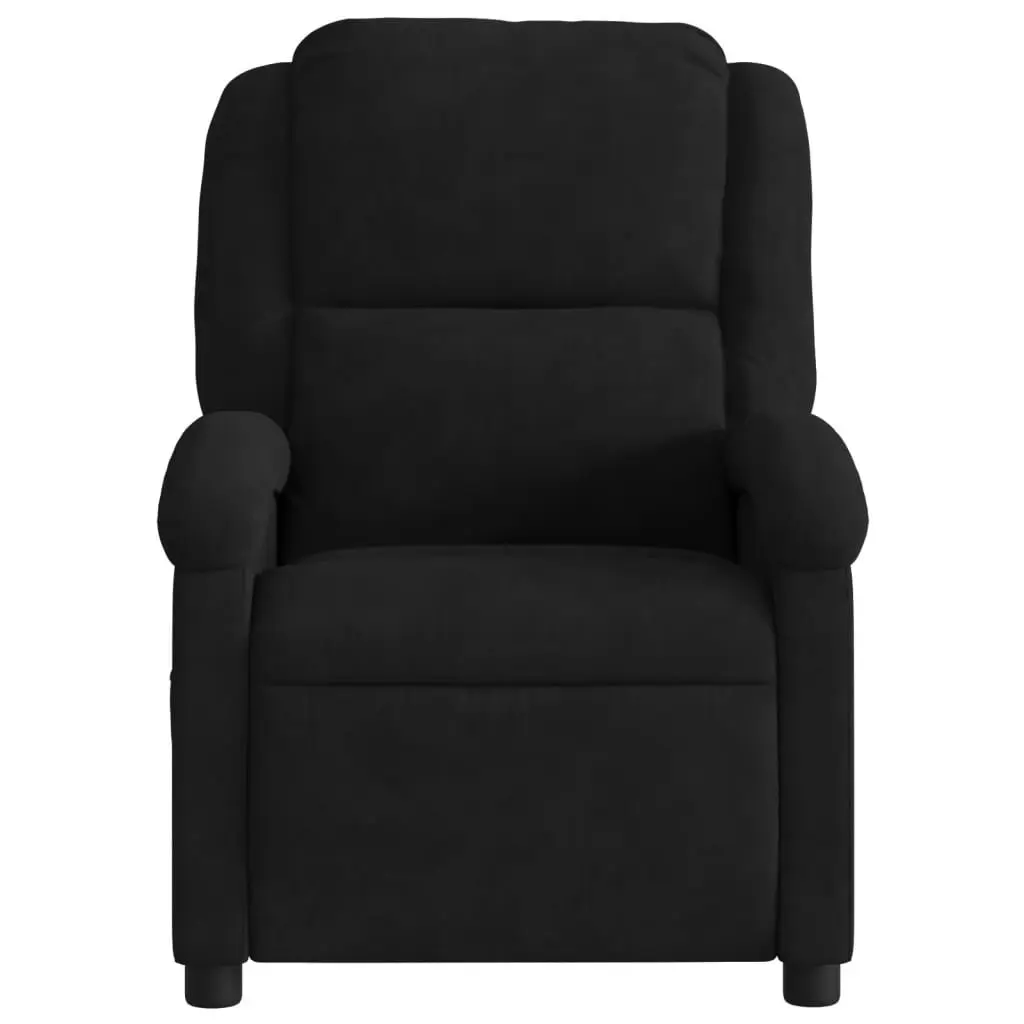 Recliner Chair Living Room Black Velvet Manual Adjustable Armchair with Footrest