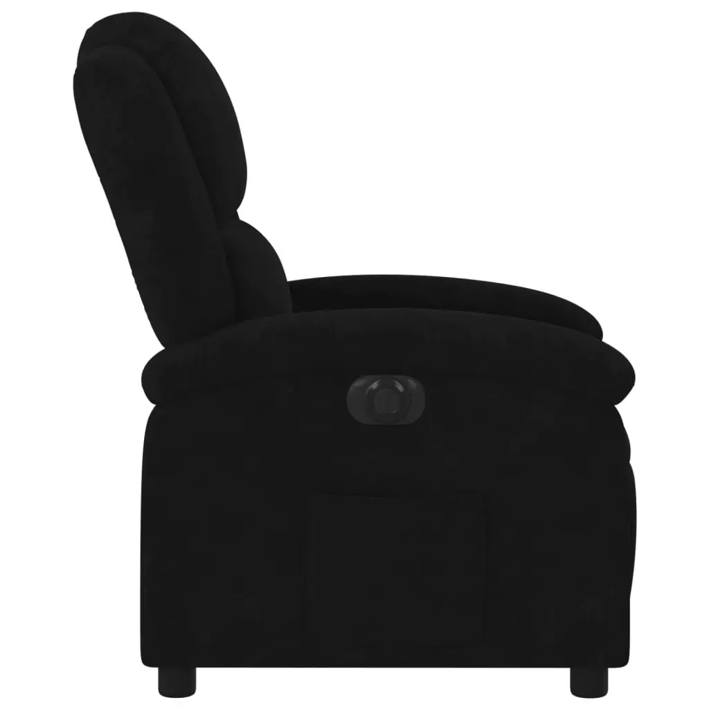 Electric Recliner Chair Black Velvet Armchair Auto Reclining Footrest Backrest