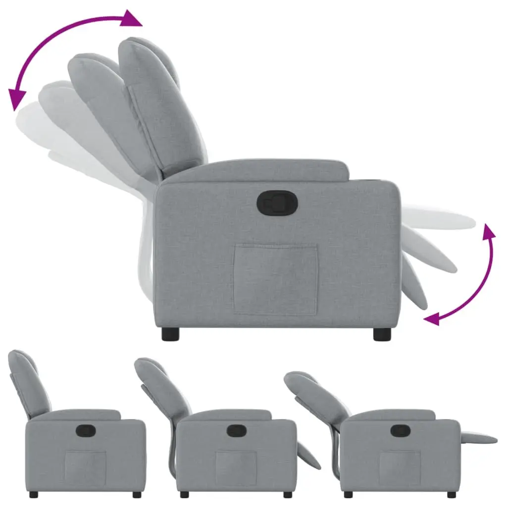 Recliner Chair Living Room Grey Fabric Manual Recline Armchair with Cup Holders and Side Pocket