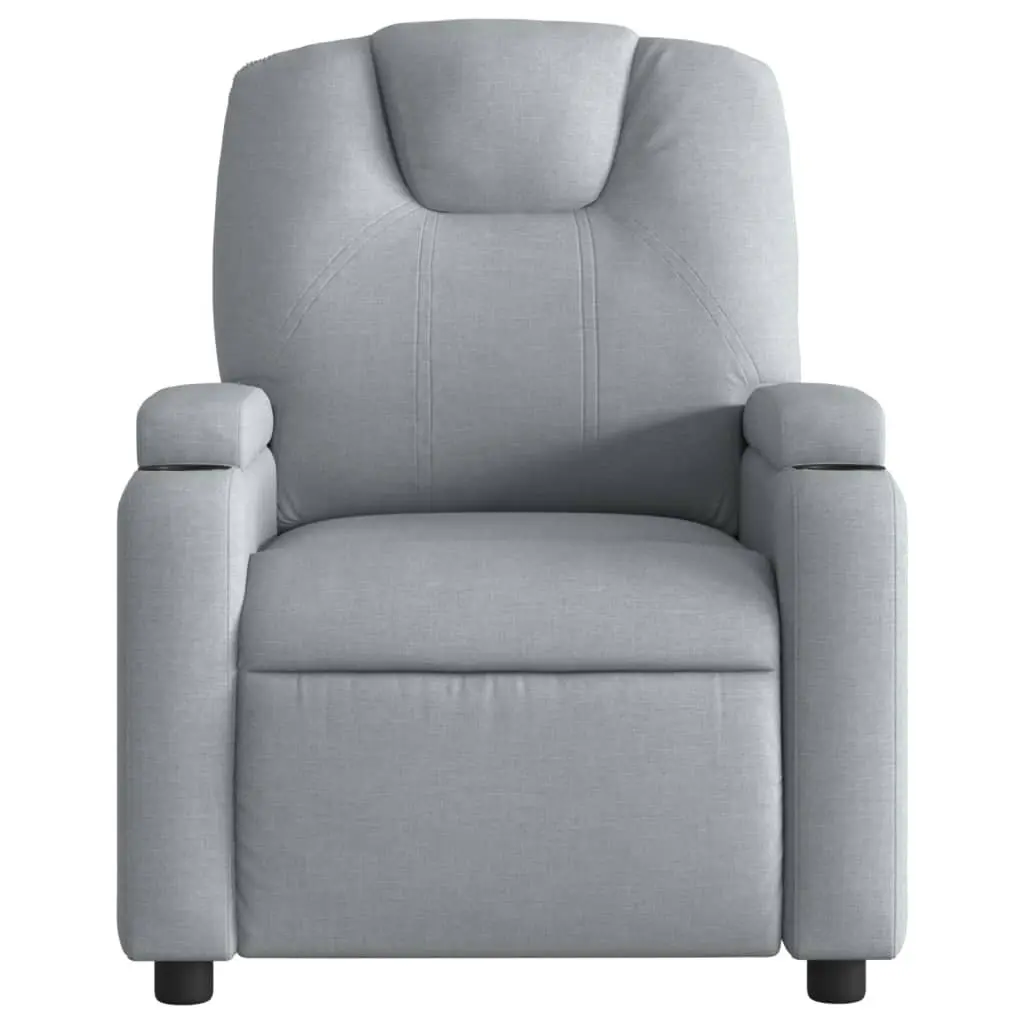 Recliner Chair Living Room Grey Fabric Manual Recline Armchair with Cup Holders and Side Pocket