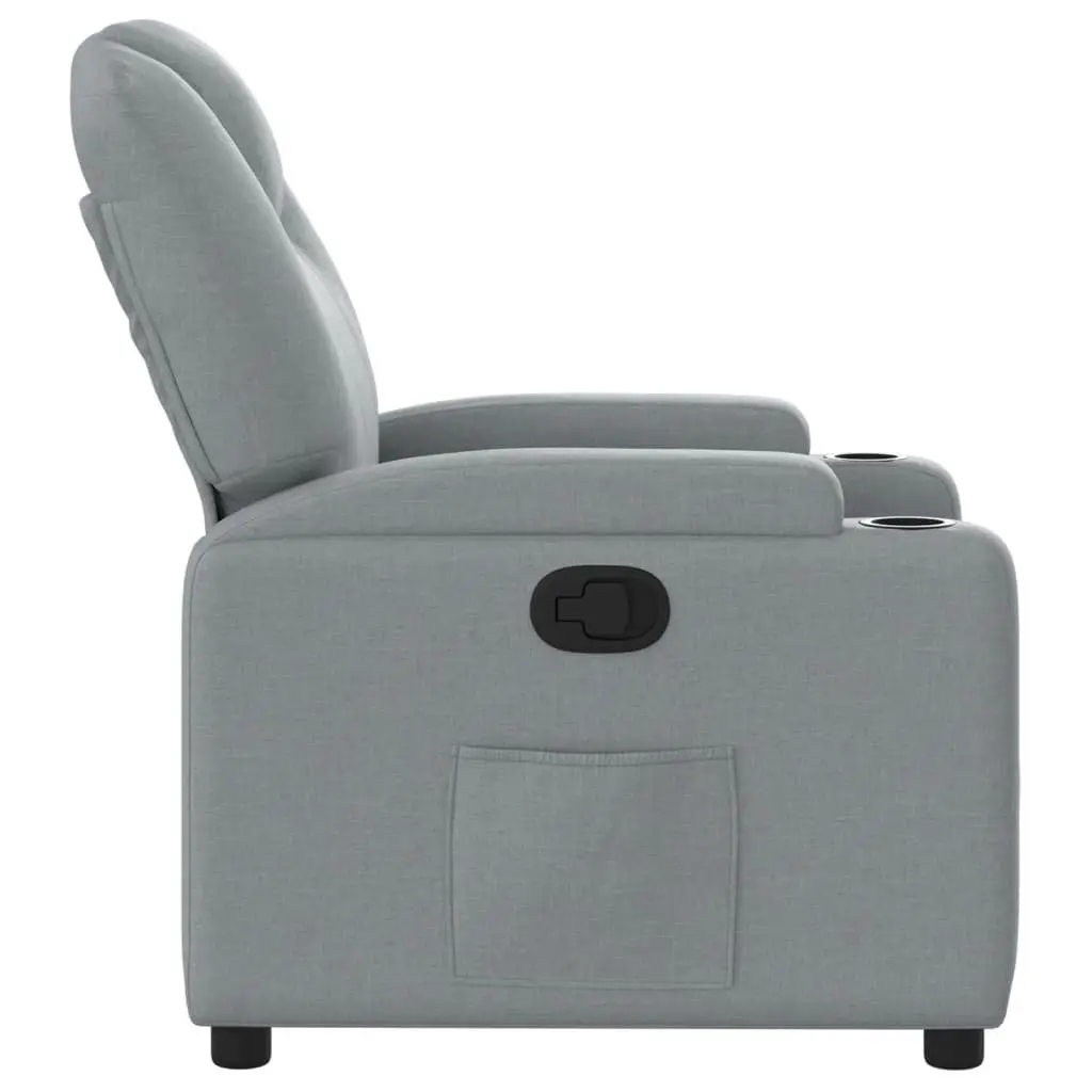 Recliner Chair Living Room Grey Fabric Manual Recline Armchair with Cup Holders and Side Pocket