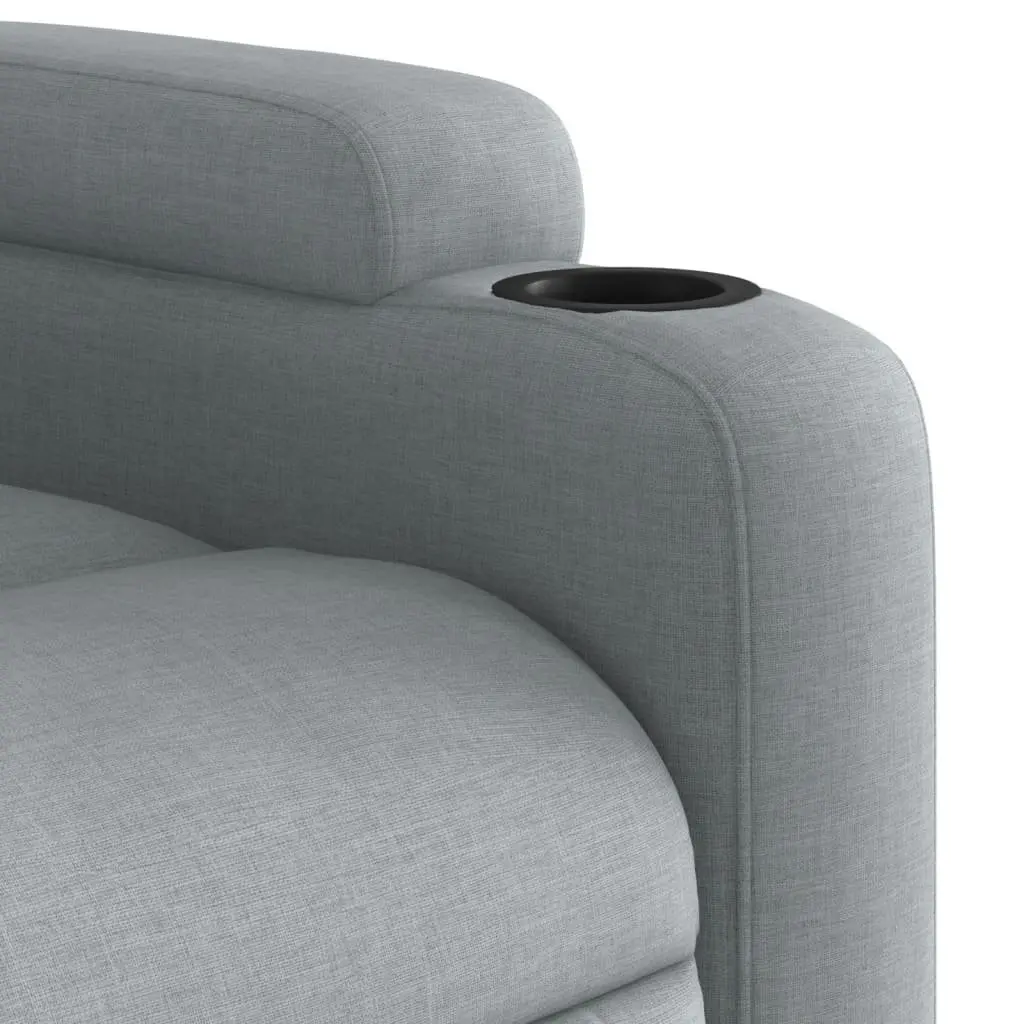 Recliner Chair Living Room Grey Fabric Manual Recline Armchair with Cup Holders and Side Pocket