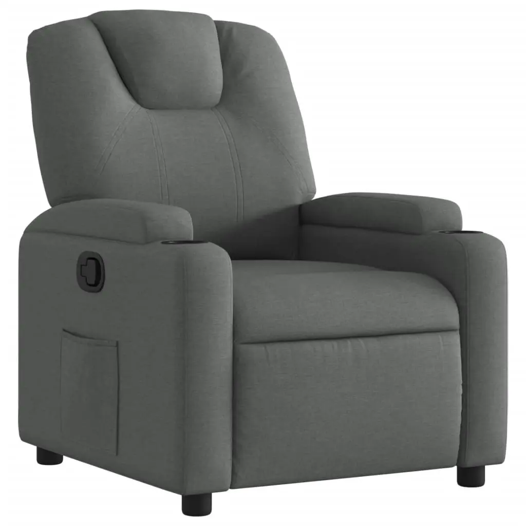Recliner Chair for Living Room Grey Fabric Manual Recline with Cup Holders and Side Pocket