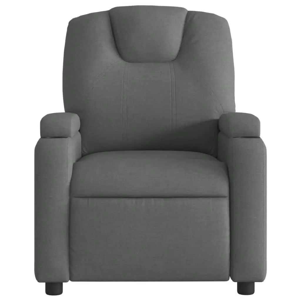 Recliner Chair for Living Room Grey Fabric Manual Recline with Cup Holders and Side Pocket
