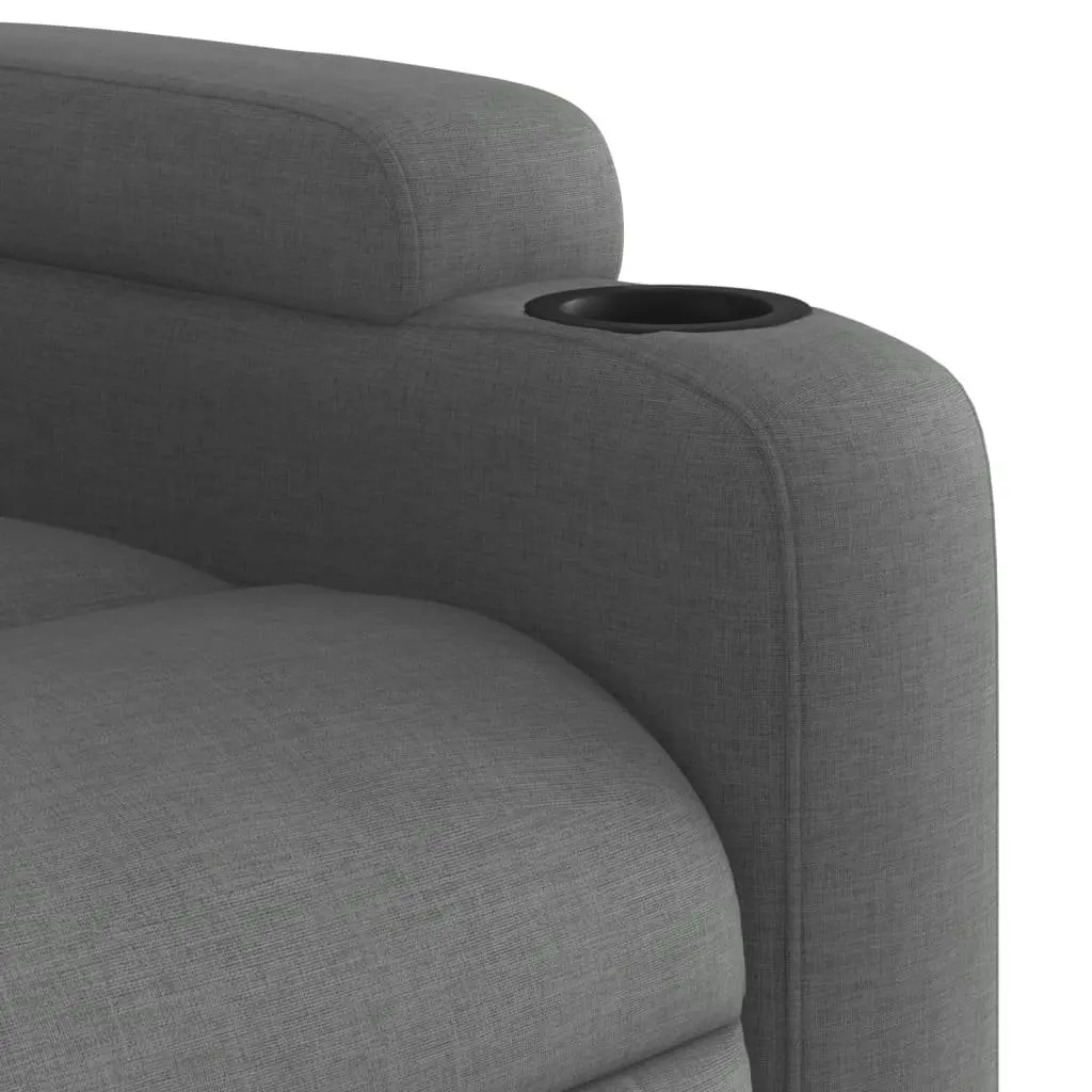 Recliner Chair for Living Room Grey Fabric Manual Recline with Cup Holders and Side Pocket