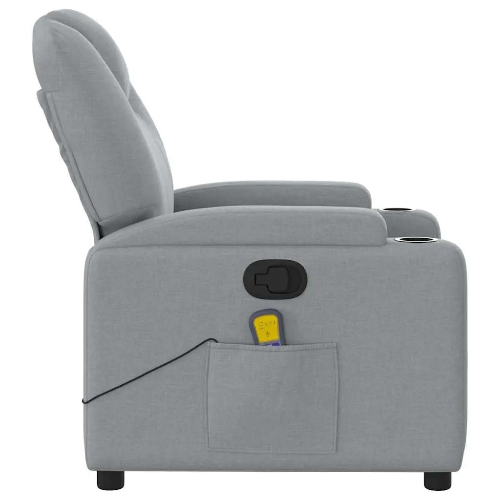 Recliner Chair Manual Vibration Massage Light Grey Fabric Armchair for Comfort