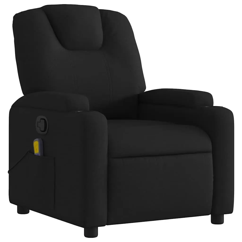 Massage Recliner Chair for Living Room Black Fabric Manual Reclining 6 Massage Points