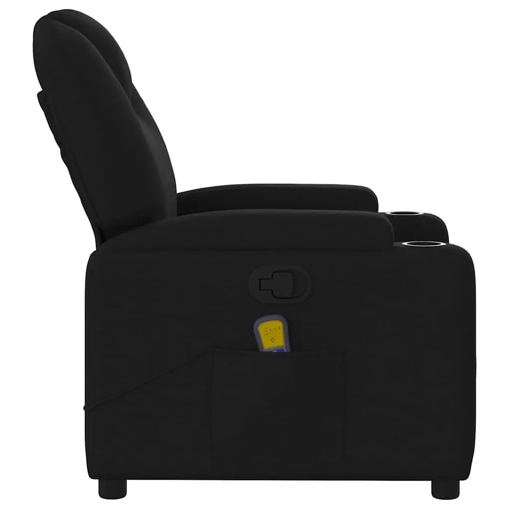 Massage Recliner Chair for Living Room Black Fabric Manual Reclining 6 Massage Points