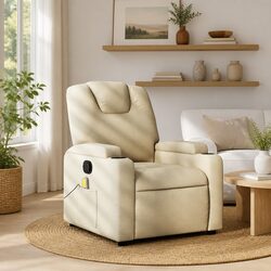 Specifications of Cream Massage Recliner Chair with 6 Vibration Points