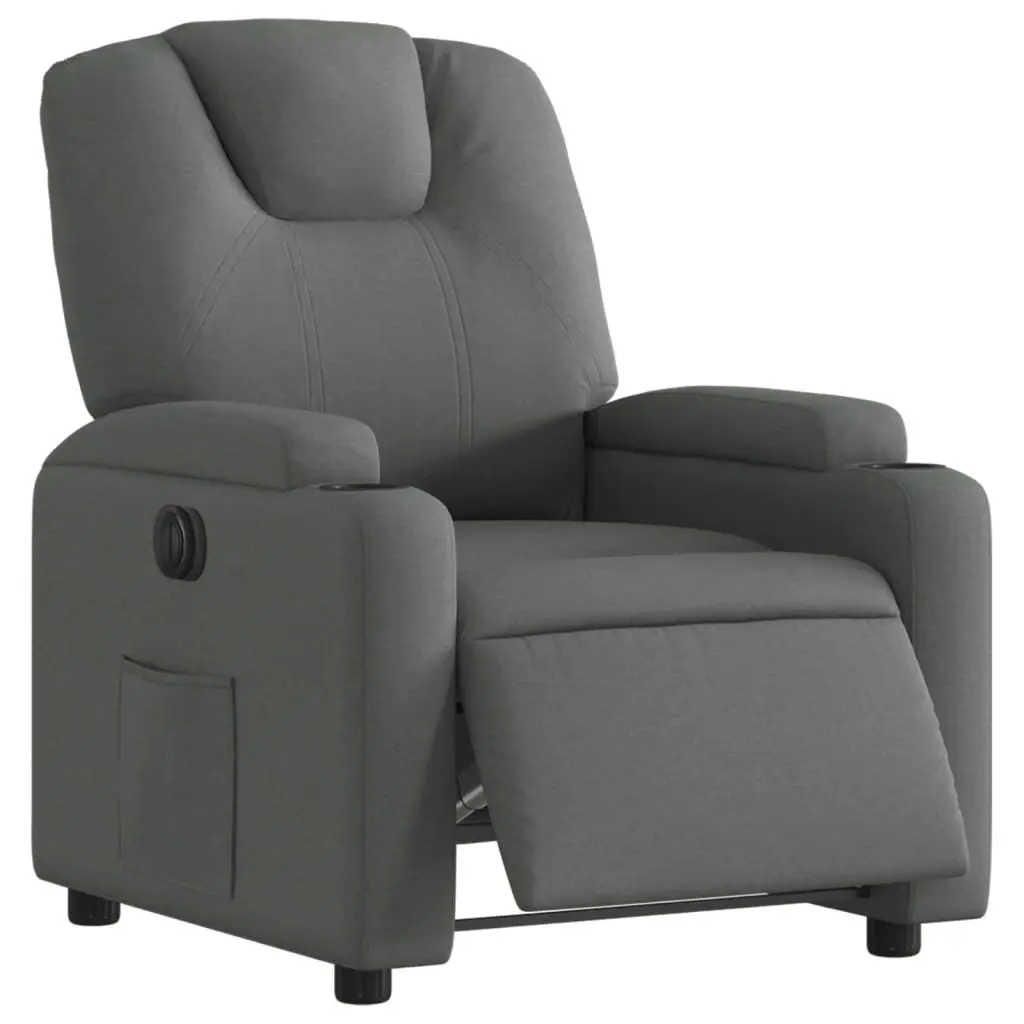 Grey Electric Recliner Chair with Fabric Upholstery