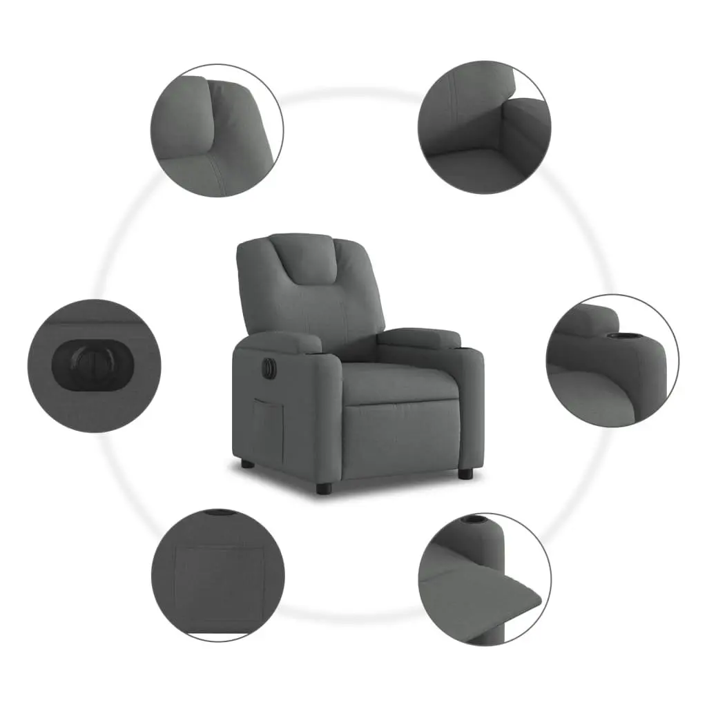 Grey Electric Recliner Chair with Fabric Upholstery