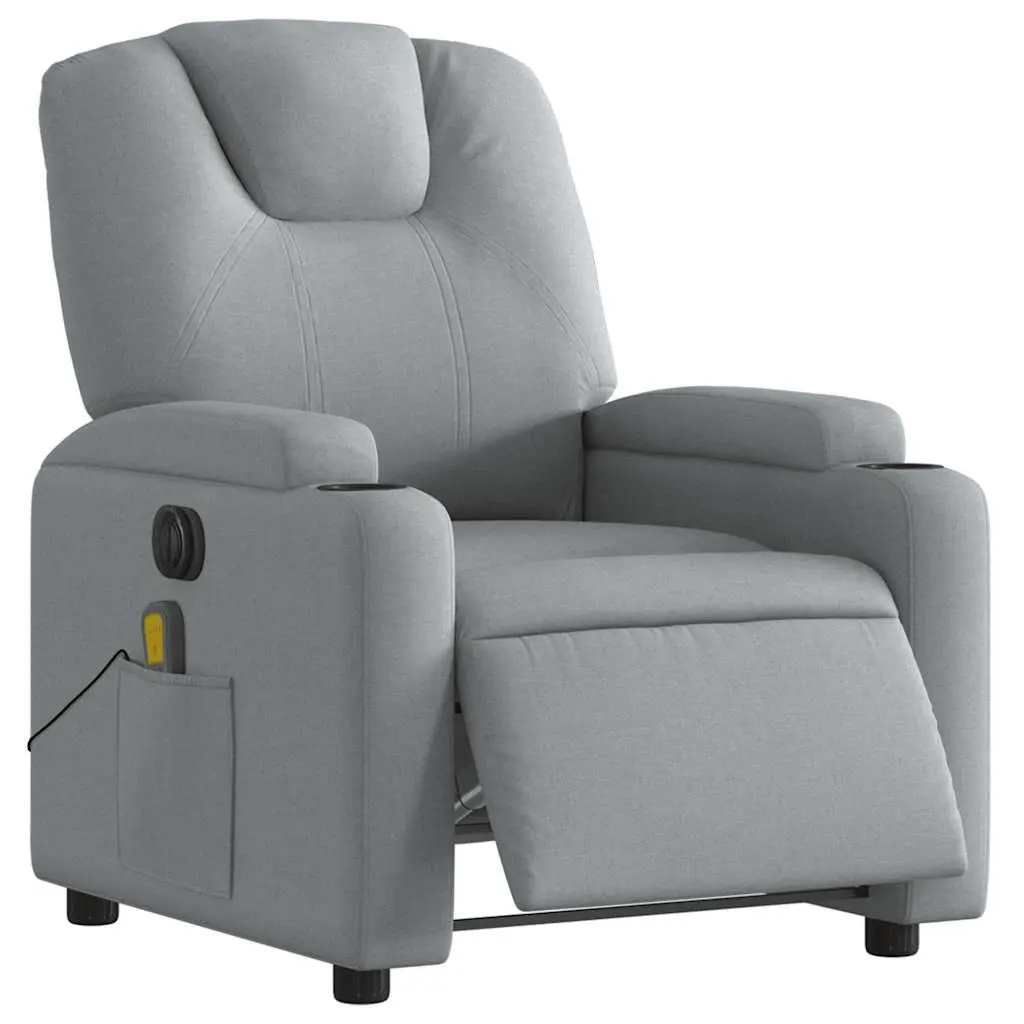 Electric Massage Recliner Chair Grey Fabric Armchair Vibration Lounge Seat