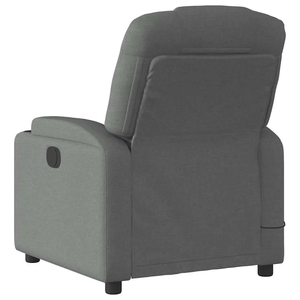 Electric Massage Recliner Chair Grey Fabric Armchair Footrest Recline Lounge