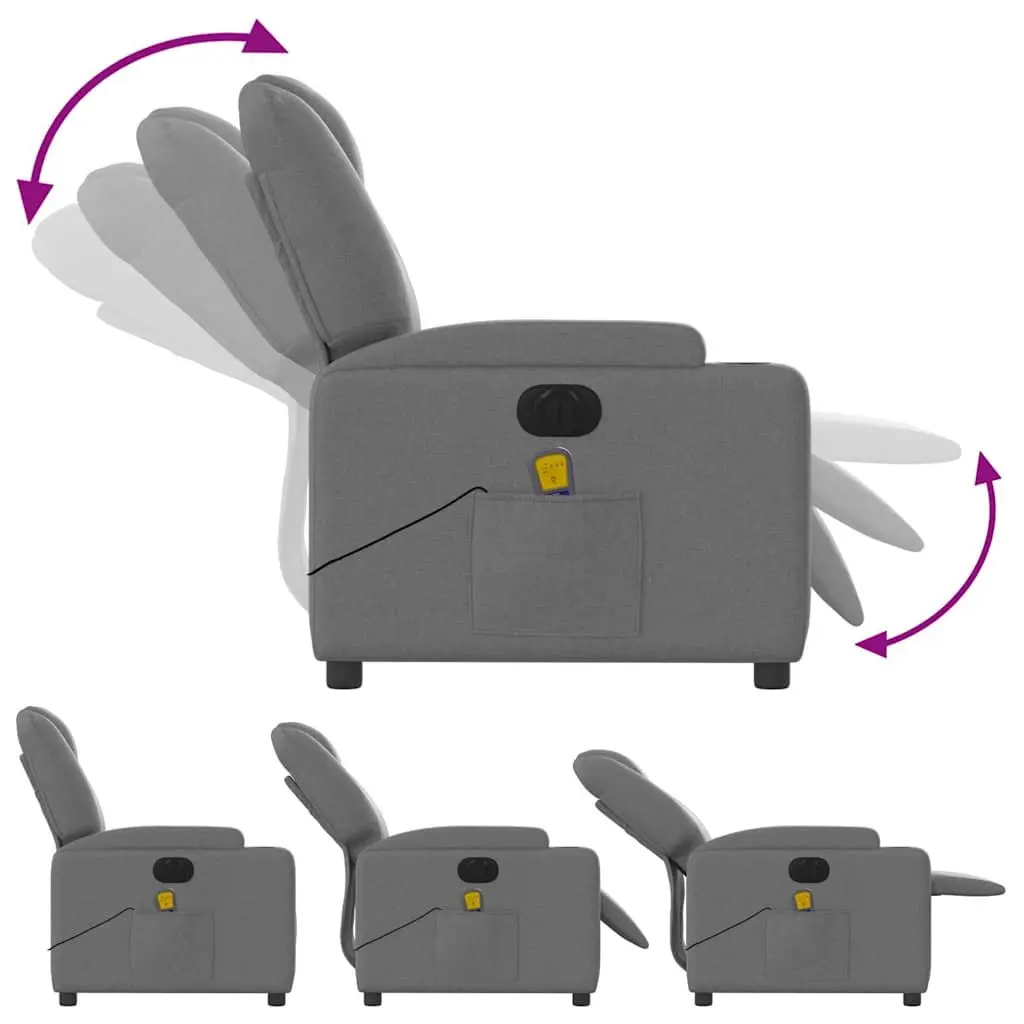 Electric Massage Recliner Chair Grey Fabric Armchair Footrest Recline Lounge
