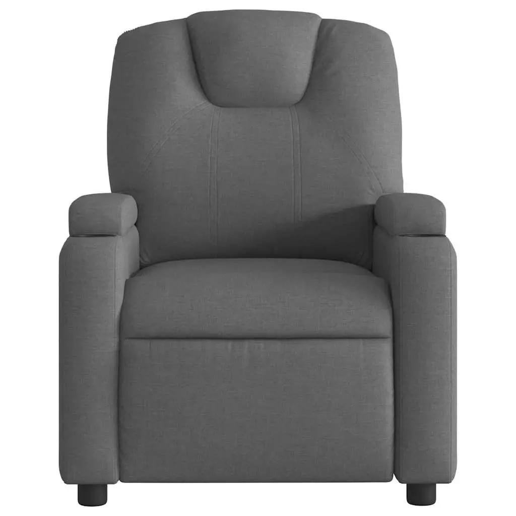 Electric Massage Recliner Chair Grey Fabric Armchair Footrest Recline Lounge