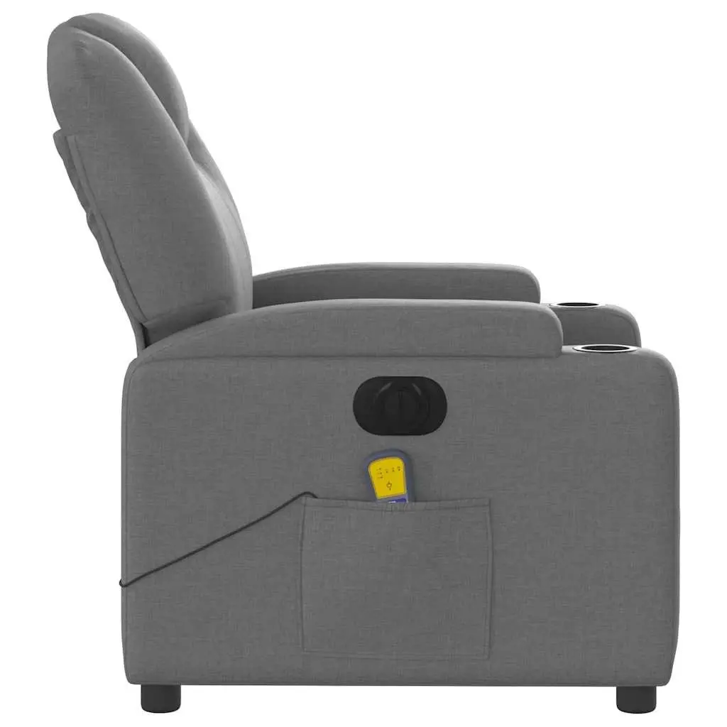 Electric Massage Recliner Chair Grey Fabric Armchair Footrest Recline Lounge