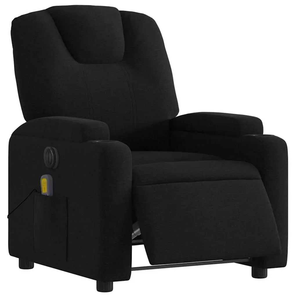 Electric Massage Recliner Chair for Living Room Black Fabric 135 Degrees