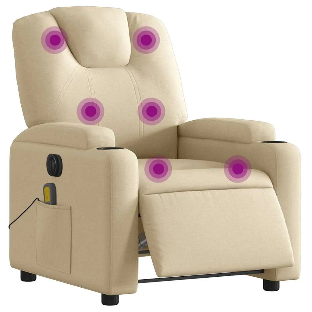 Cream Electric Massage Recliner Chair